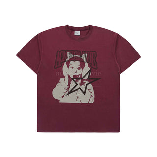 AE LOGO CAT EARPLUG ARTWORK SHORT SLEEVE T-SHIRT WINE