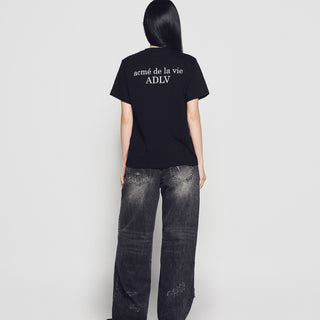 WOMAN BABY FACE MONSTER BABY SHORT SLEEVE T-SHIRT BLACK