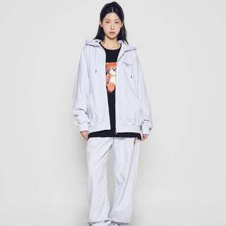 AC BEAR BASIC LOGO HOODIE ZIP UP MELANGE