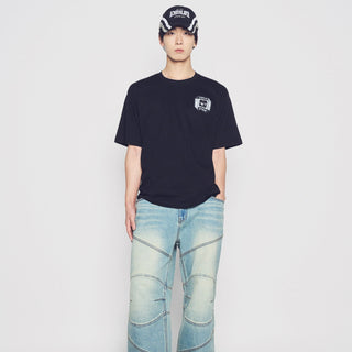 THREE TONE ASYMMETRY COTTON BALL CAP BLACK