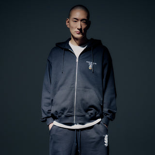 MOBILE SUIT GUNDAM BASIC LOGO HOODIE ZIP UP BLACK