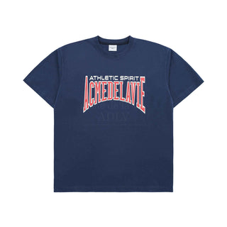 VARSITY LOGO EMBOSSING PRINTING SHORT SLEEVE T-SHIRT NAVY