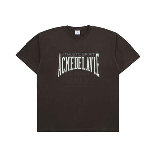 VARSITY LOGO EMBOSSING PRINTING SHORT SLEEVE T-SHIRT BROWN