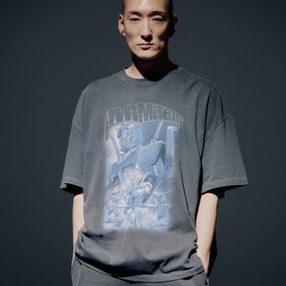 MOBILE SUIT GUNDAM OPERATION V PIGMENT WASHING SHORT SLEEVE T-SHIRT CHARCOAL