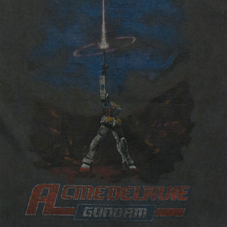 MOBILE SUIT GUNDAM LAST SHOOTING PIGMENT WASHING SHORT SLEEVE T-SHIRT CHARCOAL