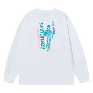 MOBILE SUIT Z GUNDAM PILOT BIO WASHING LONG SLEEVE T-SHIRT WHITE
