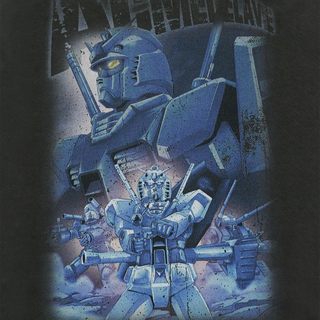 MOBILE SUIT GUNDAM OPERATION V PIGMENT WASHING SHORT SLEEVE T-SHIRT CHARCOAL
