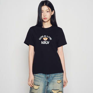WOMAN TEDDY BEAR (BEAR DOLL) SHORT SLEEVE T-SHIRT BLACK