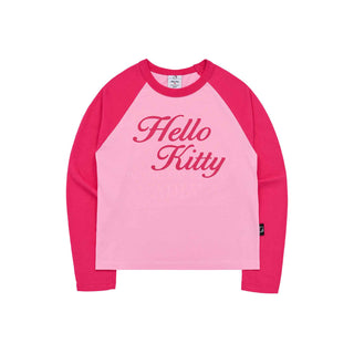 acme de la vie / Sanrio HELLO KITTY LETTERING RAGLAN LONG SLEEVE T-SHIRT PINK