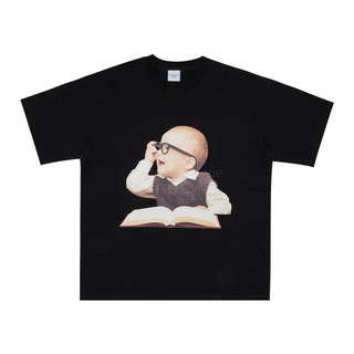 BABY FACE GLASSES BOY SHORT SLEEVE T-SHIRT BLACK