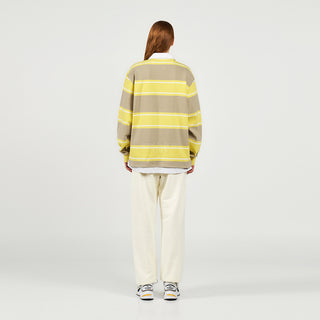 A LOGO EMBROIDERY STRIPE PATTERN POLO SHIRT YELLOW