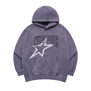 STAR AE LOGO PIGMENT WASHING HOODIE PURPLE