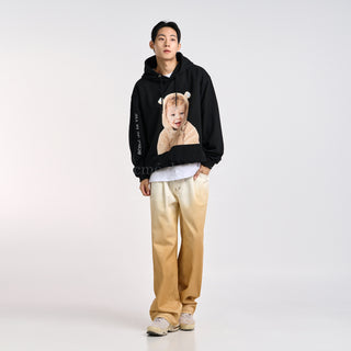 BABY FACE BEAR DOLL HOODIE BLACK