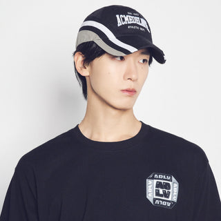 THREE TONE ASYMMETRY COTTON BALL CAP BLACK