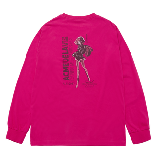 MOBILE SUIT Z GUNDAM PILOT BIO WASHING LONG SLEEVE T-SHIRT HOT PINK