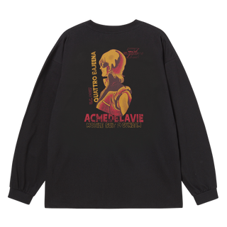 MOBILE SUIT Z GUNDAM PILOT BIO WASHING LONG SLEEVE T-SHIRT BLACK