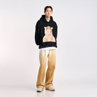BABY FACE BEAR DOLL HOODIE BLACK