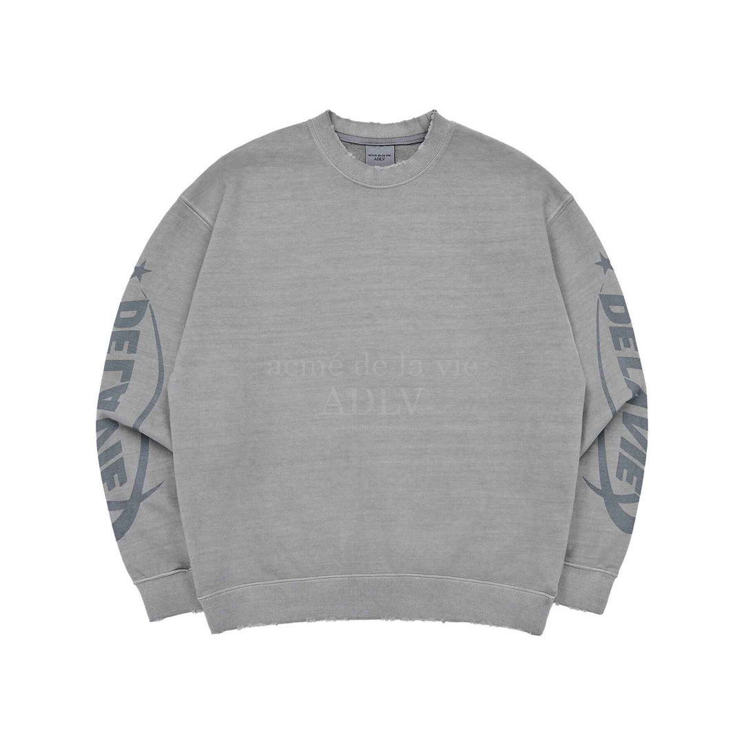 STAR LOGO PIGMENT DAMAGE SWEAT SHIRT GRAY