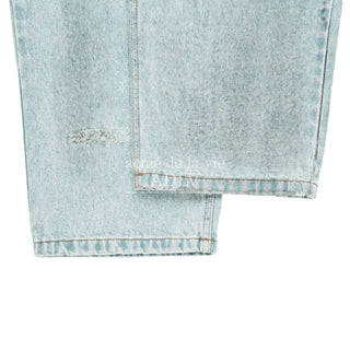 DESTROYED WASHING SPRAY DENIM PANTS LIGHT BLUE