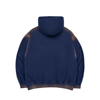 FRONT FULL LOGO SPRAY WASHING HOODIE ZIP UP NAVY