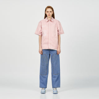 CROP LAYERING POCKET SHIRT PINK