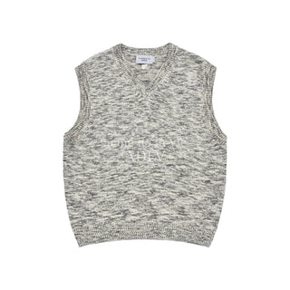 SYMBOL LOGO MULTI COLOR V NECK KNIT VEST GREY