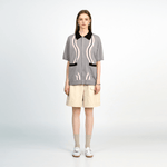 Load image into Gallery viewer, WAVE PATTERN POLO KNIT GREY
