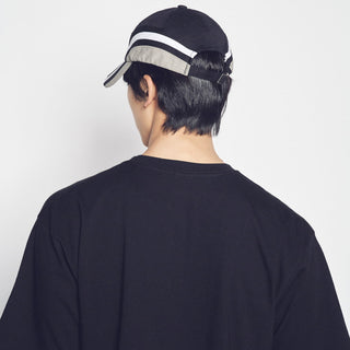 THREE TONE ASYMMETRY COTTON BALL CAP BLACK