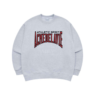 VARSITY LOGO EMBOSSING NEEDLEWORK SWEATSHIRT MELANGE