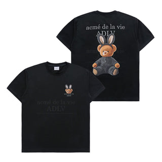 RABBIT BEAR DOLL LOGO SHORT SLEEVE T-SHIRT BLACK