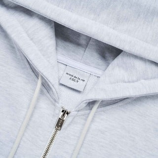 BASIC LOGO NEEDLEWORK HOODIE ZIP UP MELANGE