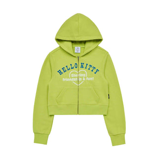 acme de la vie / Sanrio HELLO KITTY LETTERING CROP HOODIE ZIP UP LIME