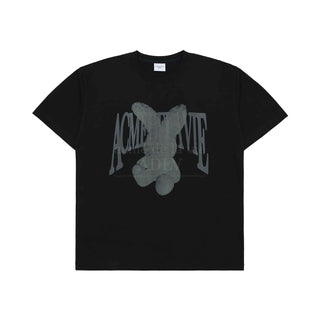 HALFTONE DOT LAYER FUZZY RABBIT SHORT SLEEVE T-SHIRT BLACK