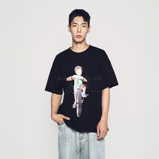 BICYCLES BOY BABY FACE SHORT SLEEVE T-SHIRT (OVERSEAS EXCLUSIVE) BLACK