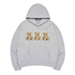 Load image into Gallery viewer, THREE BOUCLE BEAR HOODIE LIGHT GREY

