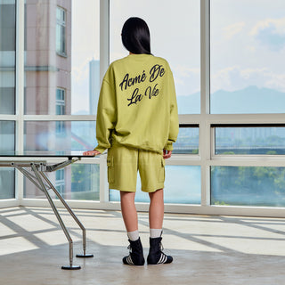 SCRIPT LOGO PRINTING SWEAT SHIRT LIME