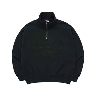 BIG SCRIPT LOGO EMBOSSING PULLOVER SWEATSHIRT BLACK