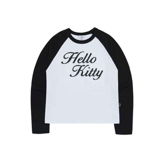 acme de la vie / Sanrio HELLO KITTY LETTERING RAGLAN LONG SLEEVE T-SHIRT WHITE