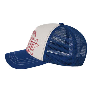 PREPPY LOGO TRUCKER BALL CAP BLUE