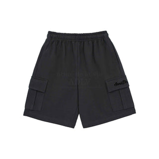 SCRIPT LOGO PRINTING CARGO SHORT PANTS CHARCOAL