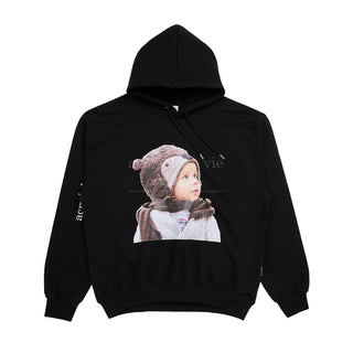 BABY FACE BEAR MUFFLER BOY HOODIE BLACK