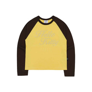 acme de la vie / Sanrio HELLO KITTY LETTERING RAGLAN LONG SLEEVE T-SHIRT YELLOW