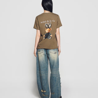 WOMAN RABBIT BEAR DOLL LOGO SHORT SLEEVE T-SHIRT COCOA