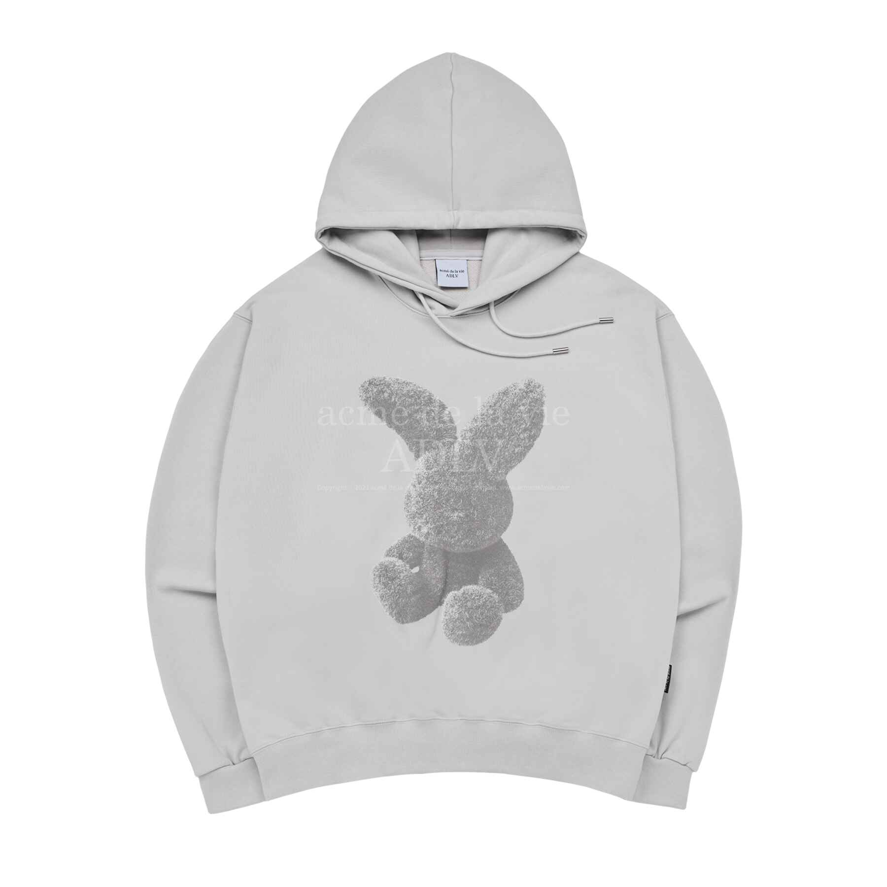 Buy Korean GREY FUZZY RABBIT HOODIE GREY