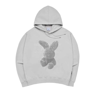 GREY FUZZY RABBIT HOODIE GREY