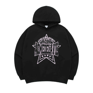 PREPPY LOGO CRACK PRINTING HOODIE BLACK