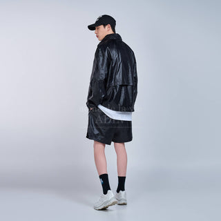 ADLV GLOSSY WOVEN SET UP SHORT PANTS BLACK