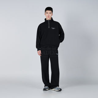 BASIC LOGO NEEDLEWORK PULLOVER SWEATSHIRT BLACK