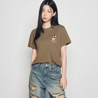WOMAN RABBIT BEAR DOLL LOGO SHORT SLEEVE T-SHIRT COCOA