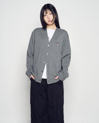 UNI BASIC V NECK CARDIGAN GRAY